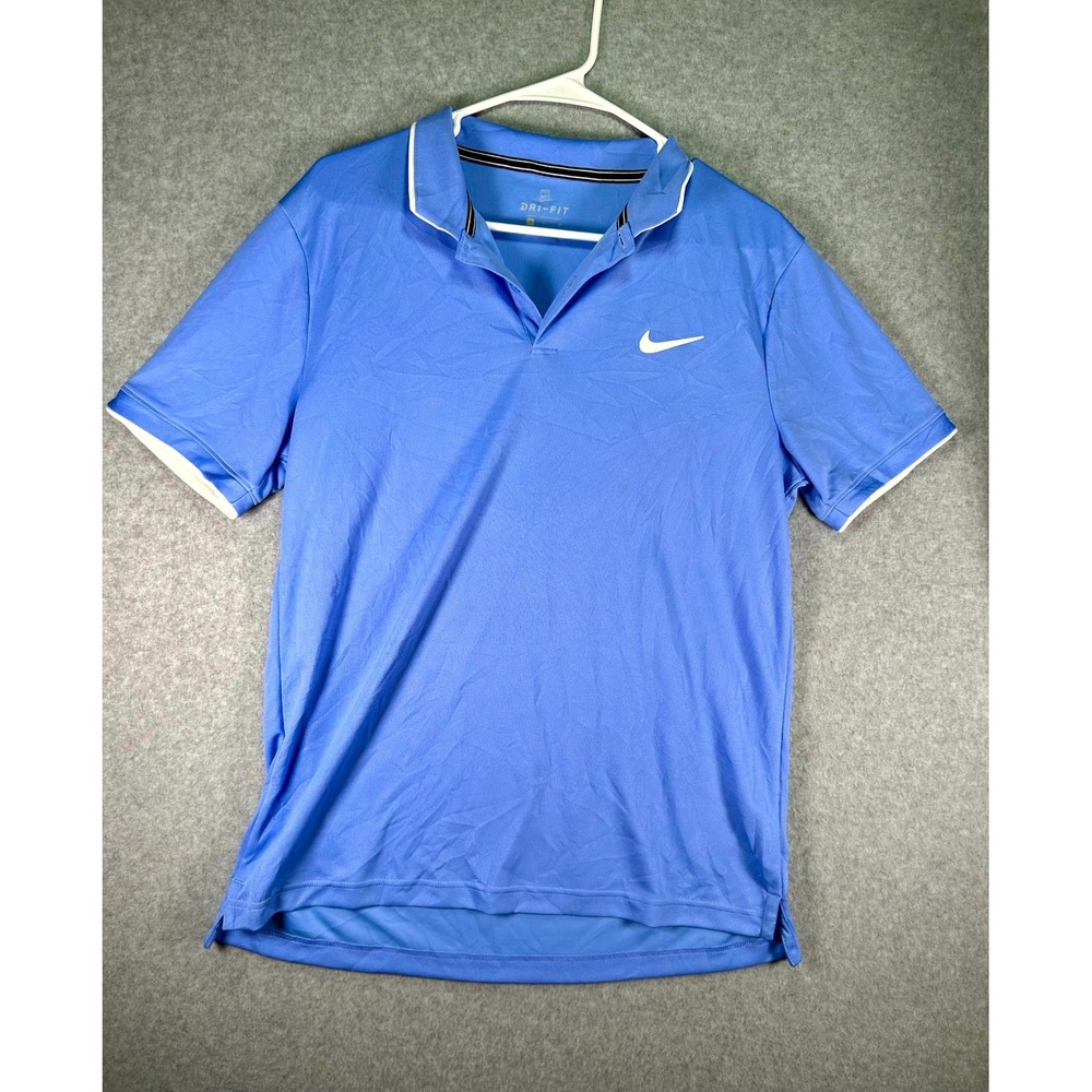 Nike Dri-FIT Court Polo Shirt Mens Medium Blue Short Sleeve Tennis Performance